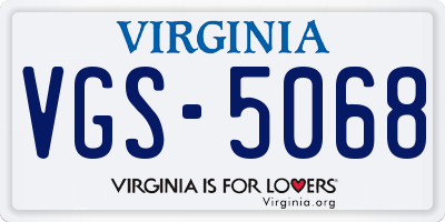 VA license plate VGS5068