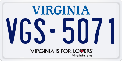 VA license plate VGS5071