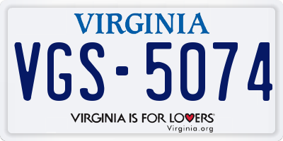 VA license plate VGS5074