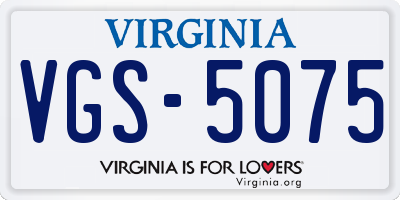 VA license plate VGS5075