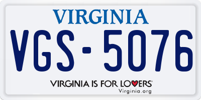 VA license plate VGS5076