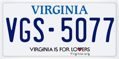 VA license plate VGS5077