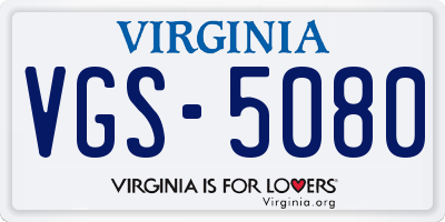 VA license plate VGS5080