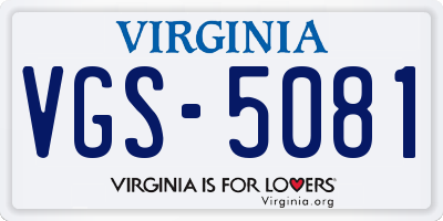 VA license plate VGS5081