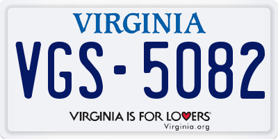VA license plate VGS5082