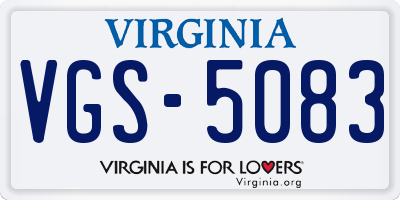 VA license plate VGS5083