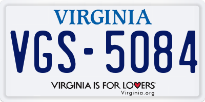 VA license plate VGS5084