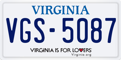 VA license plate VGS5087
