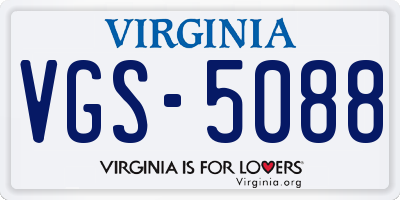 VA license plate VGS5088
