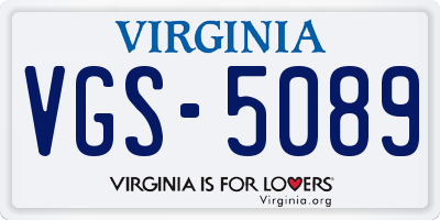 VA license plate VGS5089