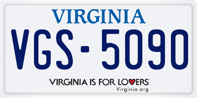 VA license plate VGS5090