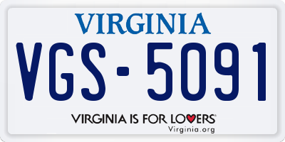 VA license plate VGS5091