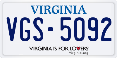 VA license plate VGS5092