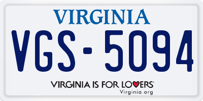 VA license plate VGS5094