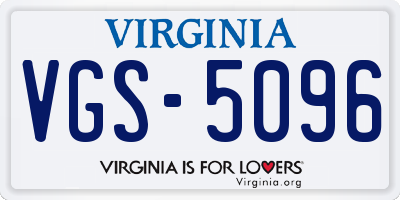 VA license plate VGS5096
