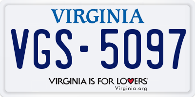 VA license plate VGS5097
