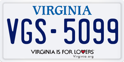 VA license plate VGS5099