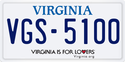 VA license plate VGS5100