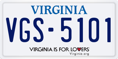VA license plate VGS5101