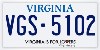 VA license plate VGS5102