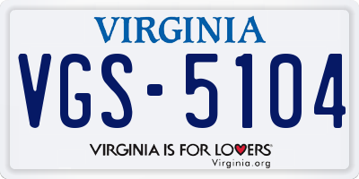 VA license plate VGS5104