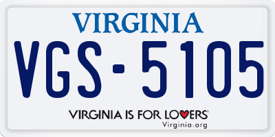 VA license plate VGS5105