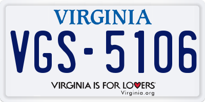 VA license plate VGS5106