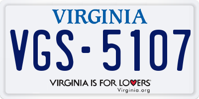 VA license plate VGS5107