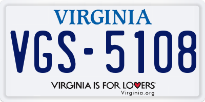VA license plate VGS5108