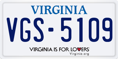 VA license plate VGS5109