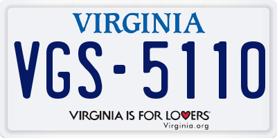 VA license plate VGS5110