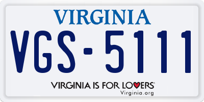 VA license plate VGS5111