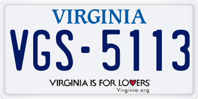 VA license plate VGS5113