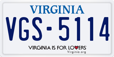 VA license plate VGS5114