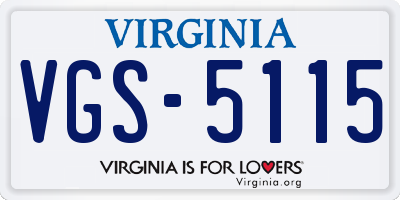 VA license plate VGS5115