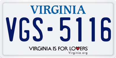 VA license plate VGS5116