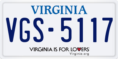 VA license plate VGS5117