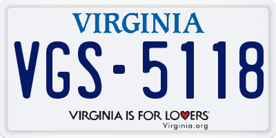 VA license plate VGS5118