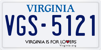 VA license plate VGS5121
