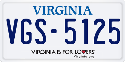 VA license plate VGS5125