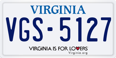 VA license plate VGS5127