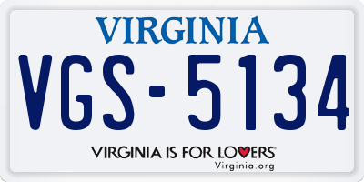 VA license plate VGS5134