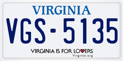VA license plate VGS5135