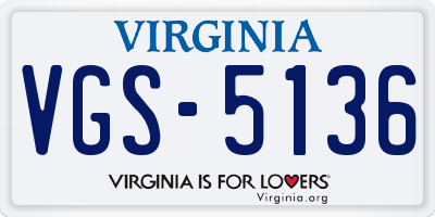 VA license plate VGS5136
