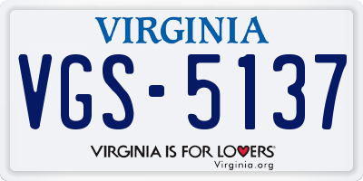 VA license plate VGS5137