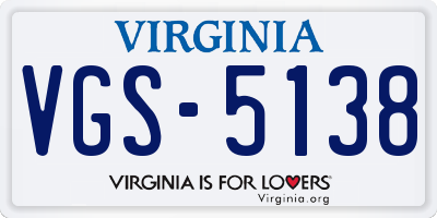 VA license plate VGS5138