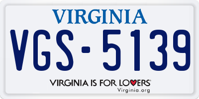 VA license plate VGS5139