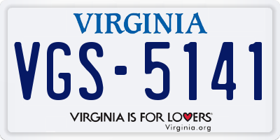 VA license plate VGS5141