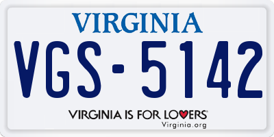 VA license plate VGS5142