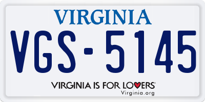 VA license plate VGS5145